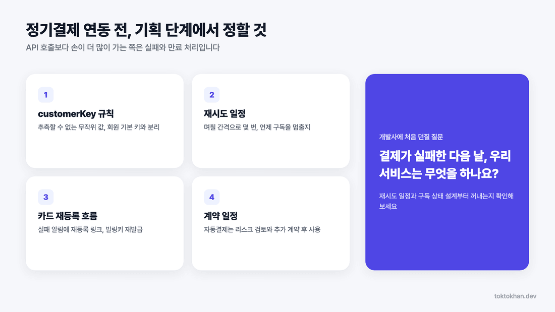 토스페이먼츠 자동결제 정기결제 연동 전 체크리스트